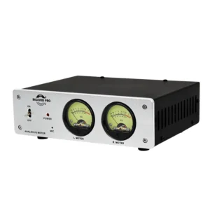 Analog Dual VU Meter – Backlit Stereo Audio Visualiser with Built-in MIC and Line-In – Vintage Style Level Display for Hi-Fi, Home Theatre and Professional Studios