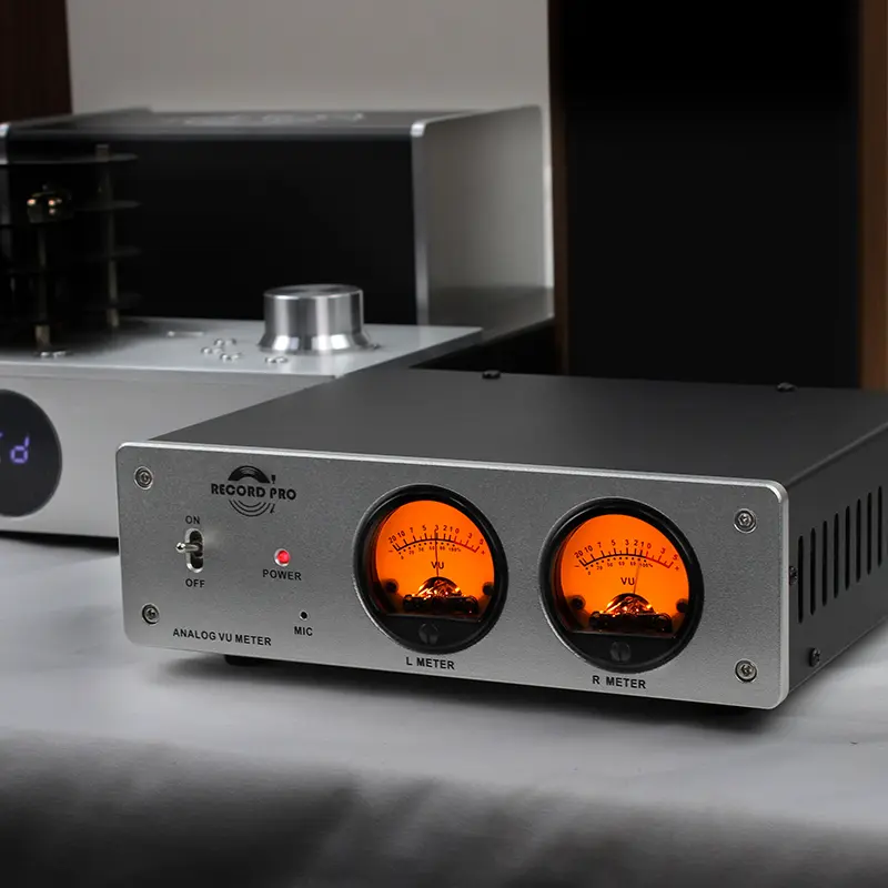 Analog Dual VU Meter – Backlit Stereo Audio Visualiser with Built-in MIC and Line-In – Vintage Style Level Display for Hi-Fi, Home Theatre and Professional Studios - Image 9