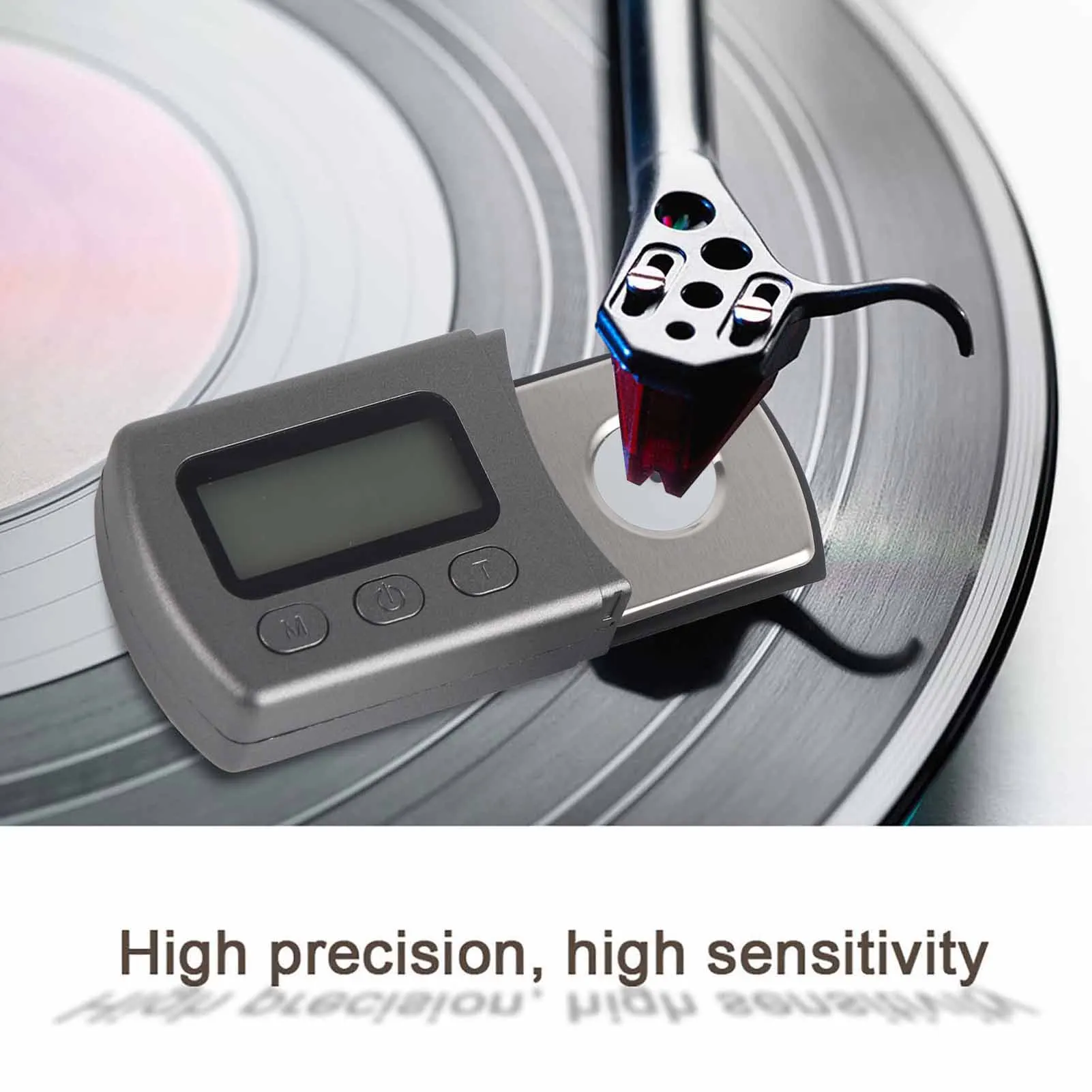 Digital Turntable Stylus Force Gauge – High Precision Phono Tracking Force Scale – Needle Pressure Calibration Gauge for Vinyl Record Players – Back-lit LCD (Grey) - Image 3