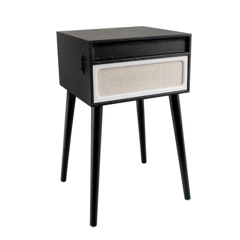 Black Vintage-Style Record Player with Legs and Built-in Speakers, Bluetooth, USB and AUX - Image 7