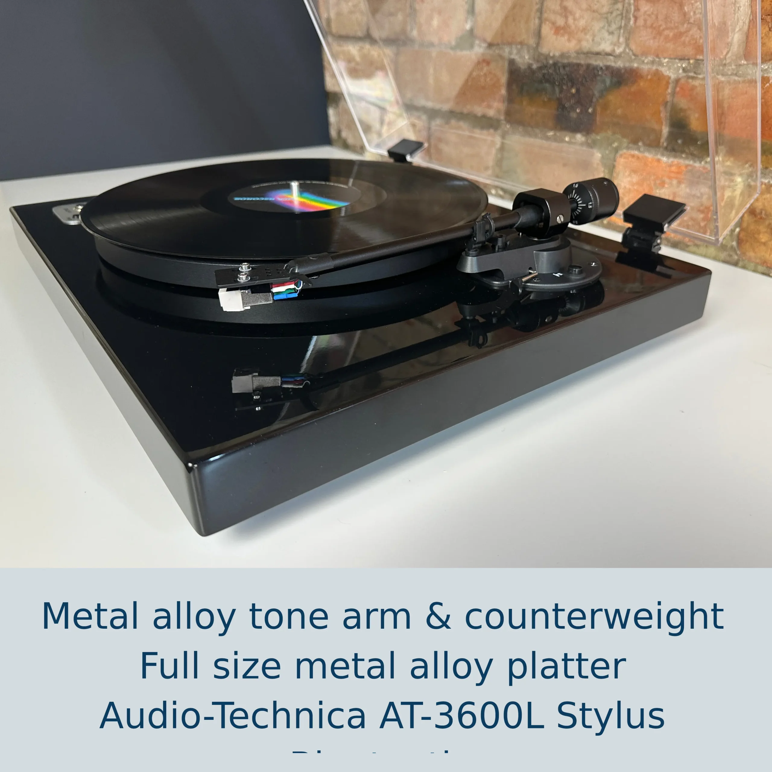 Gloss Black Full Size Hi-Fidelity Turntable Vinyl Record Player with Diamond Tip AT-3600L Cartridge - Image 2