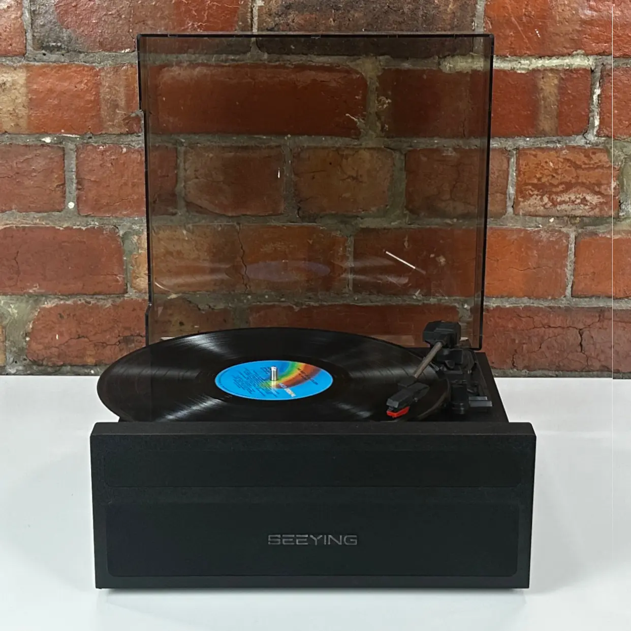 Black Record Player Vinyl Turntable with Integrated Internal Speakers and Bluetooth - Image 2