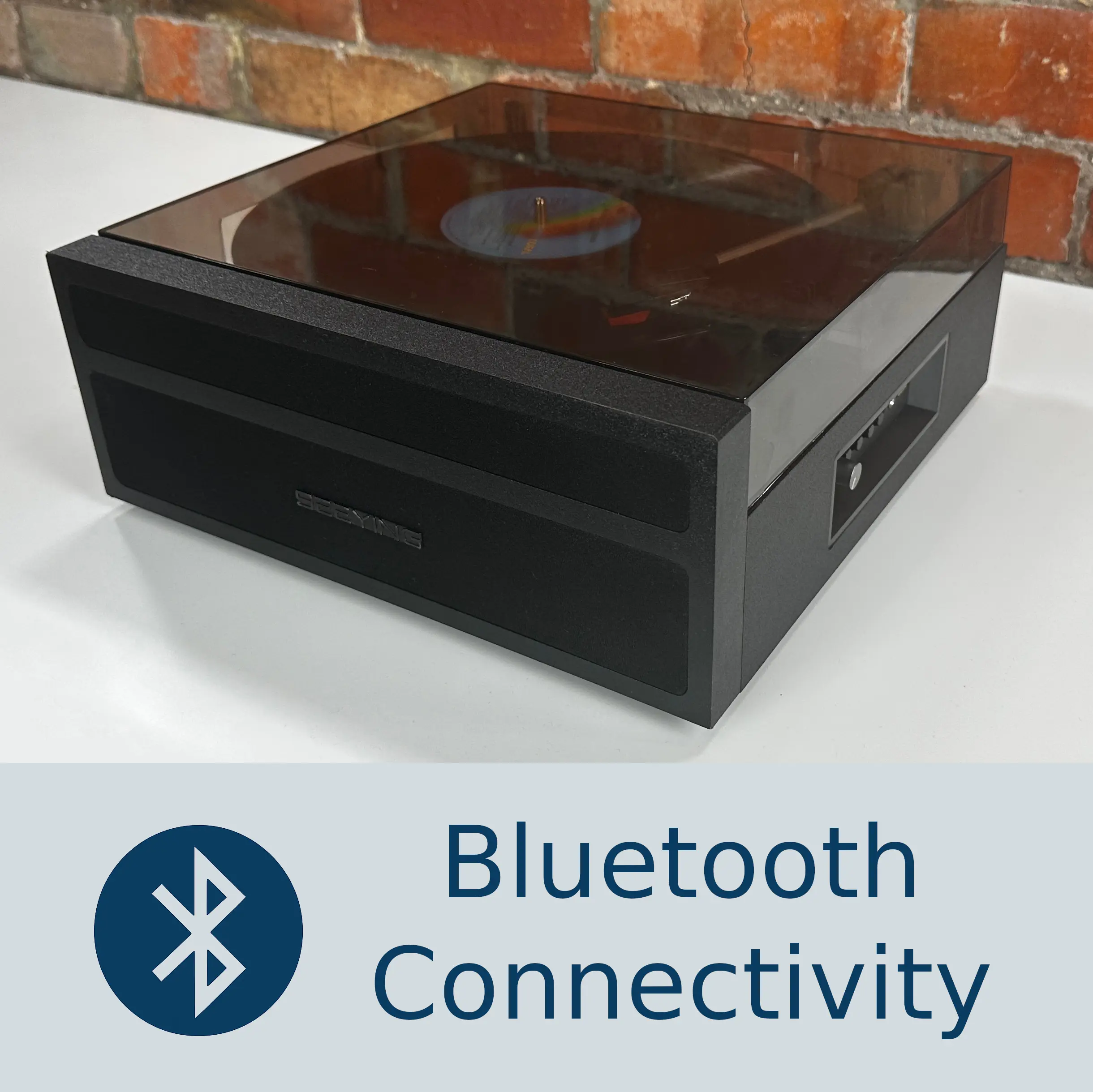 Black Record Player Vinyl Turntable with Integrated Internal Speakers and Bluetooth - Image 8