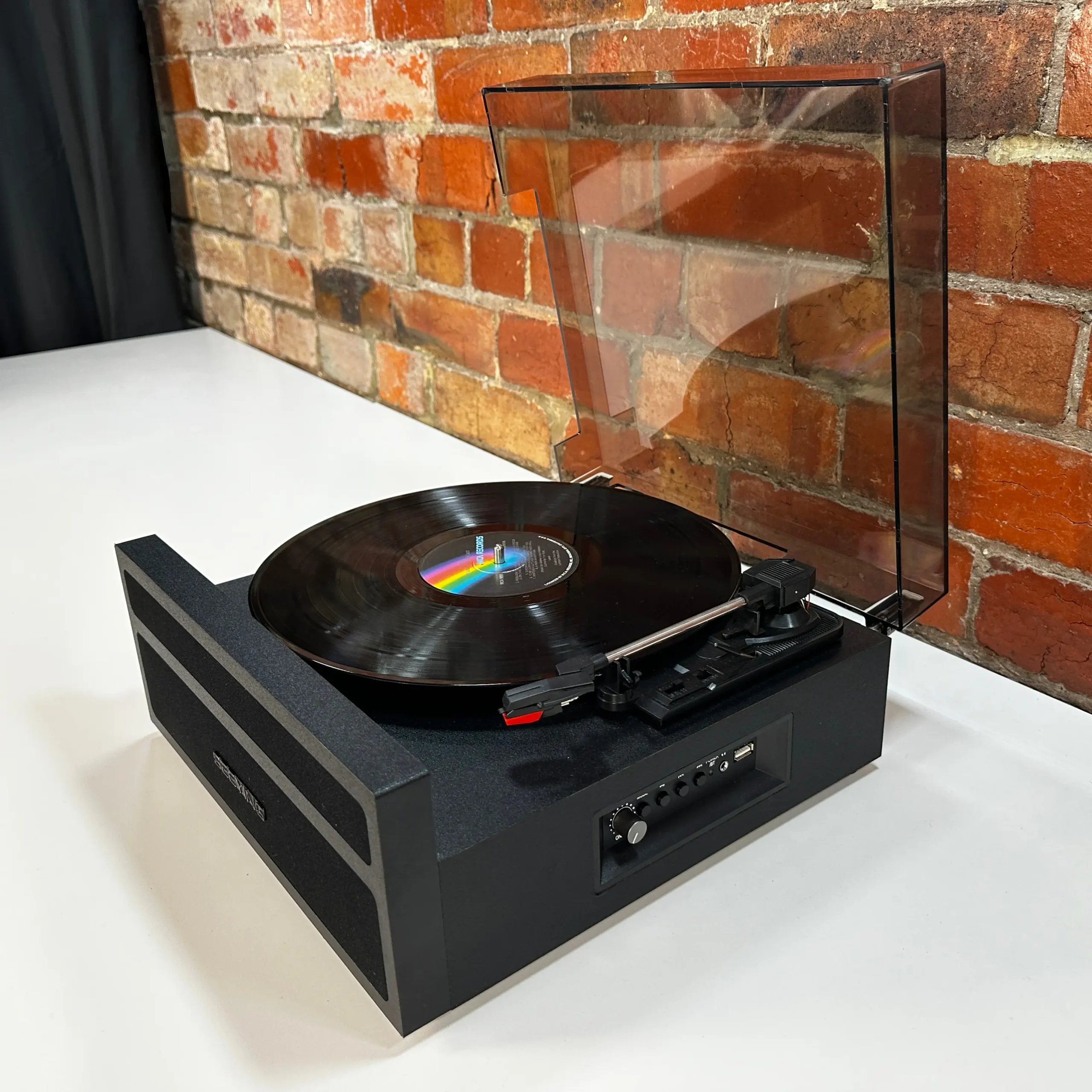 Black Record Player Vinyl Turntable with Integrated Internal Speakers and Bluetooth - Image 6