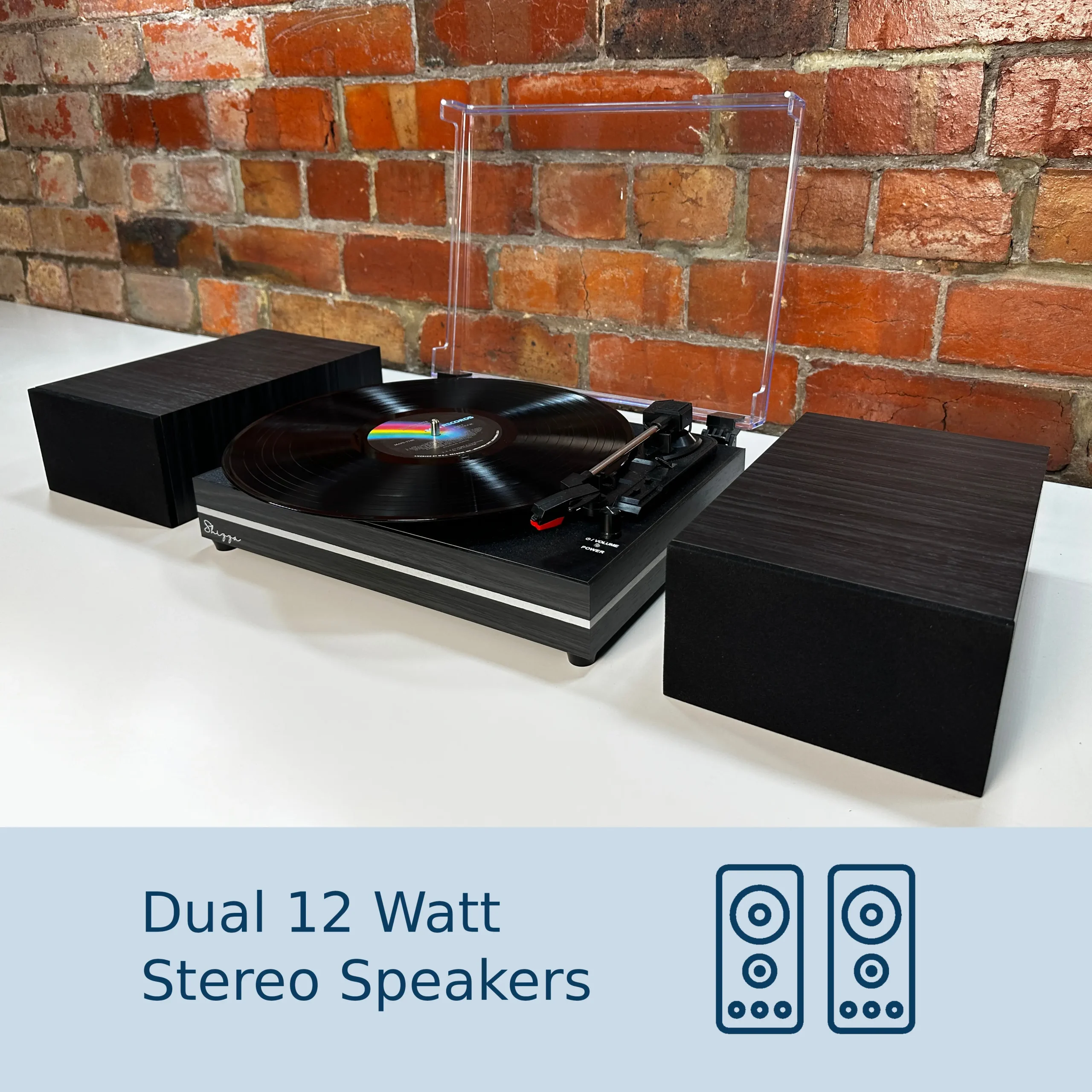 Black Vintage Record Player Turntable with 11w Speakers, Bluetooth, AUX in and Line Out - Image 8