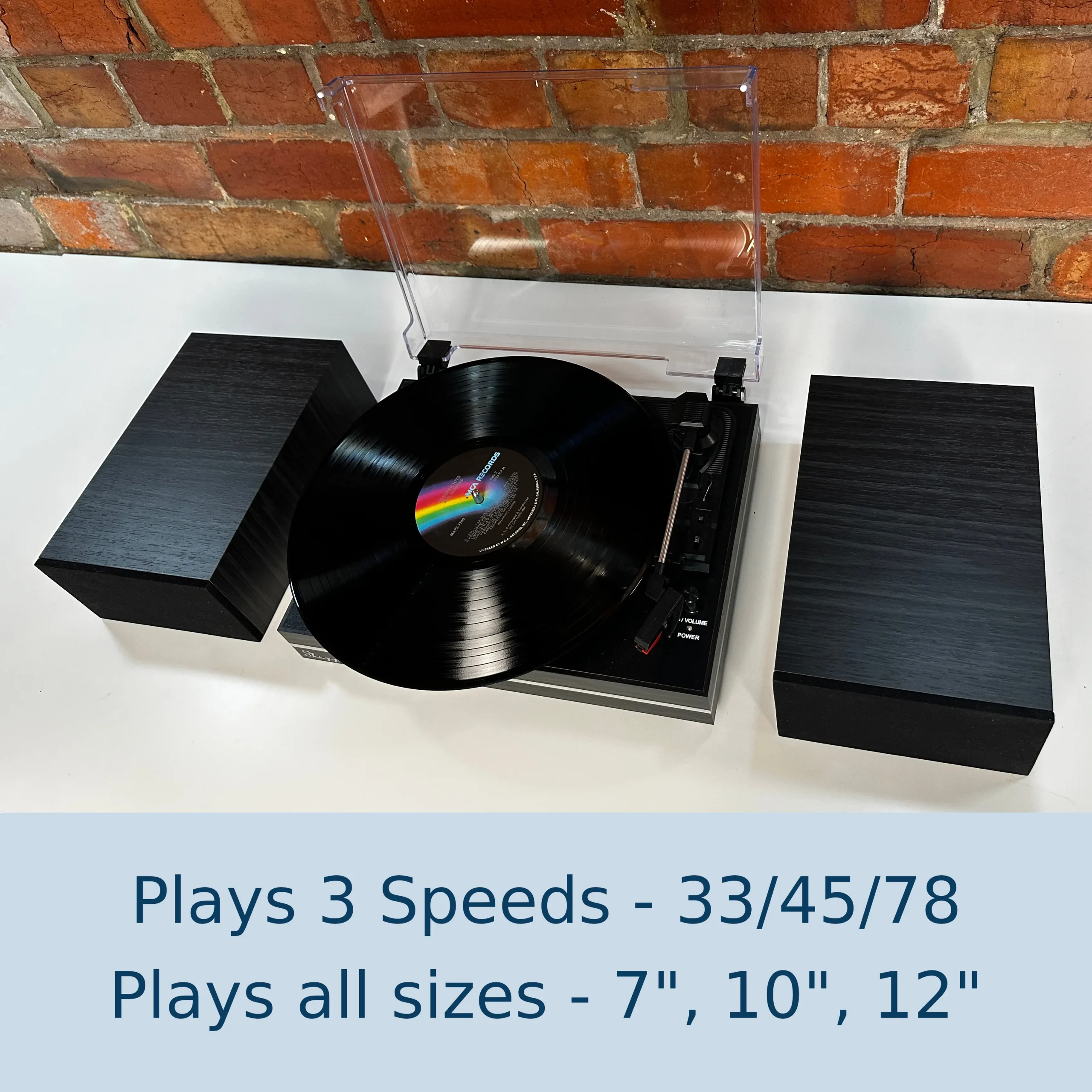 Black Vintage Record Player Turntable with 11w Speakers, Bluetooth, AUX in and Line Out - Image 7