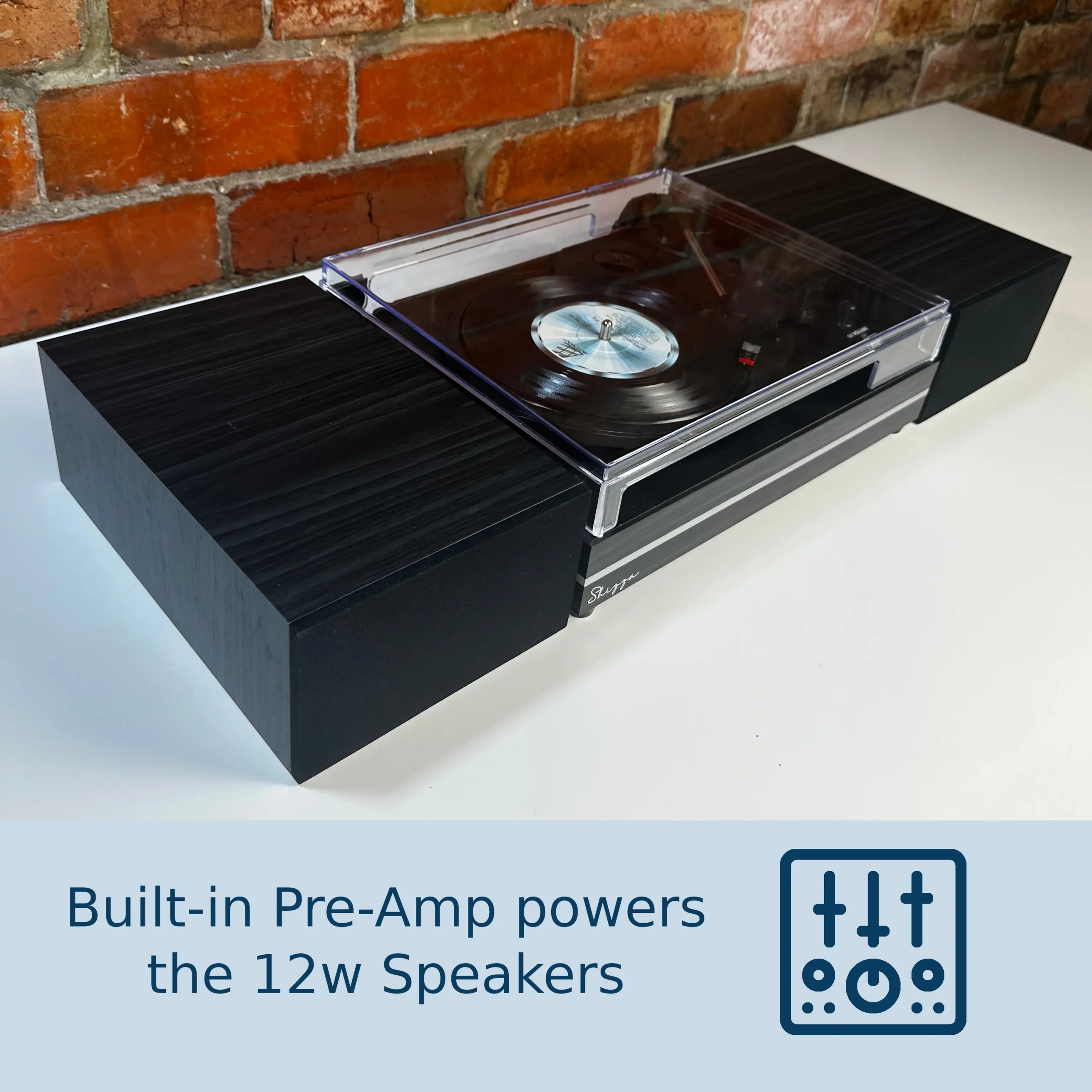 Black Vintage Record Player Turntable with 11w Speakers, Bluetooth, AUX in and Line Out - Image 6
