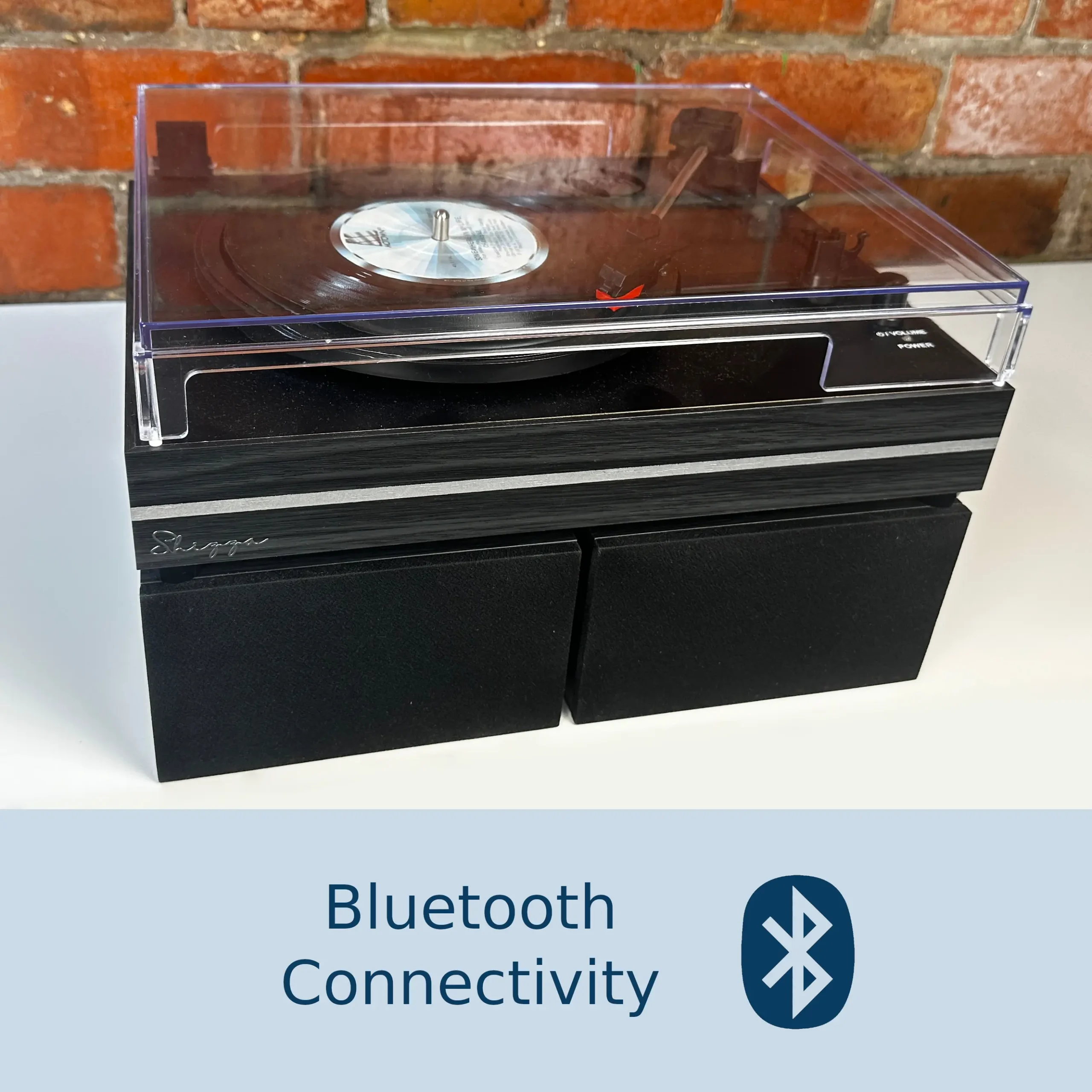Black Vintage Record Player Turntable with 11w Speakers, Bluetooth, AUX in and Line Out - Image 4