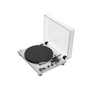 Silver Hi-Fi Record Player Turntable with Bluetooth Transmitter, Audio-Technica AT-3600L Cartridge, Built-in Phono Preamp, Pitch Control & Anti-Skating