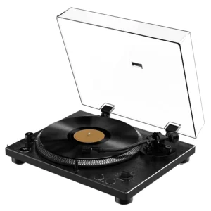 Professional Hi-Fi Vinyl Record Player with Bluetooth Transmitter – Audio-Technica Stylus - Black Brushed Aluminium Finish