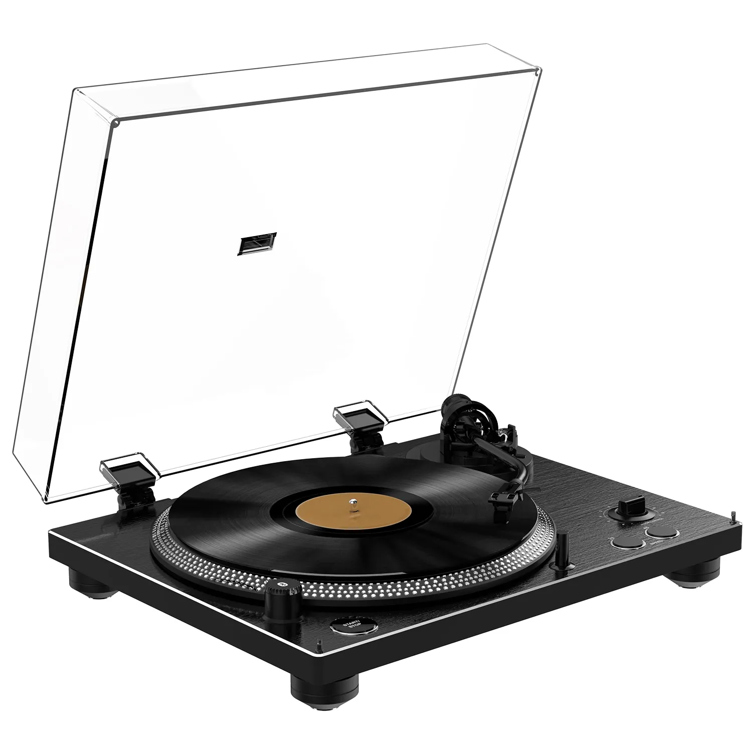 Professional Hi-Fi Vinyl Record Player with Bluetooth Transmitter – Audio-Technica Stylus - Black Brushed Aluminium Finish - Image 2