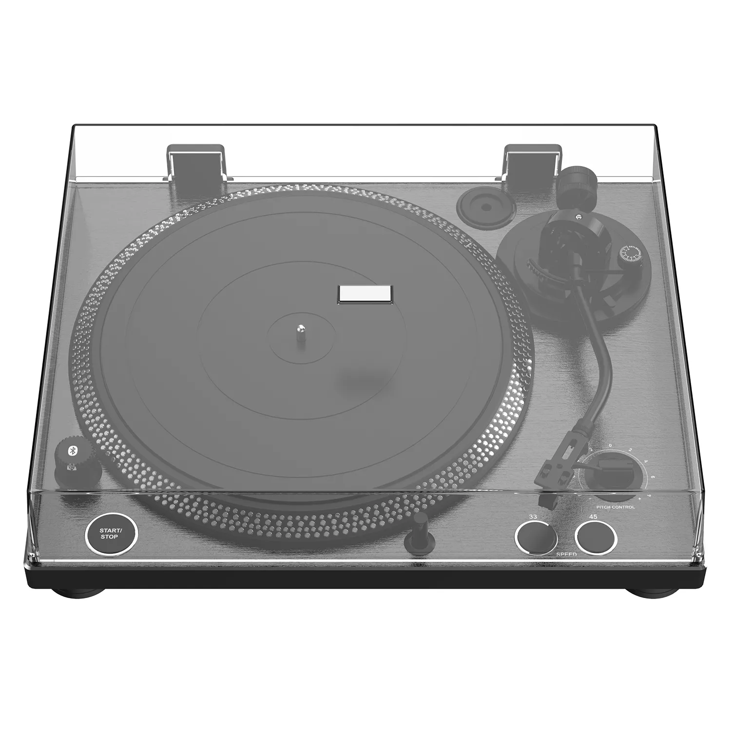Professional Hi-Fi Vinyl Record Player with Bluetooth Transmitter – Audio-Technica Stylus - Black Brushed Aluminium Finish - Image 3