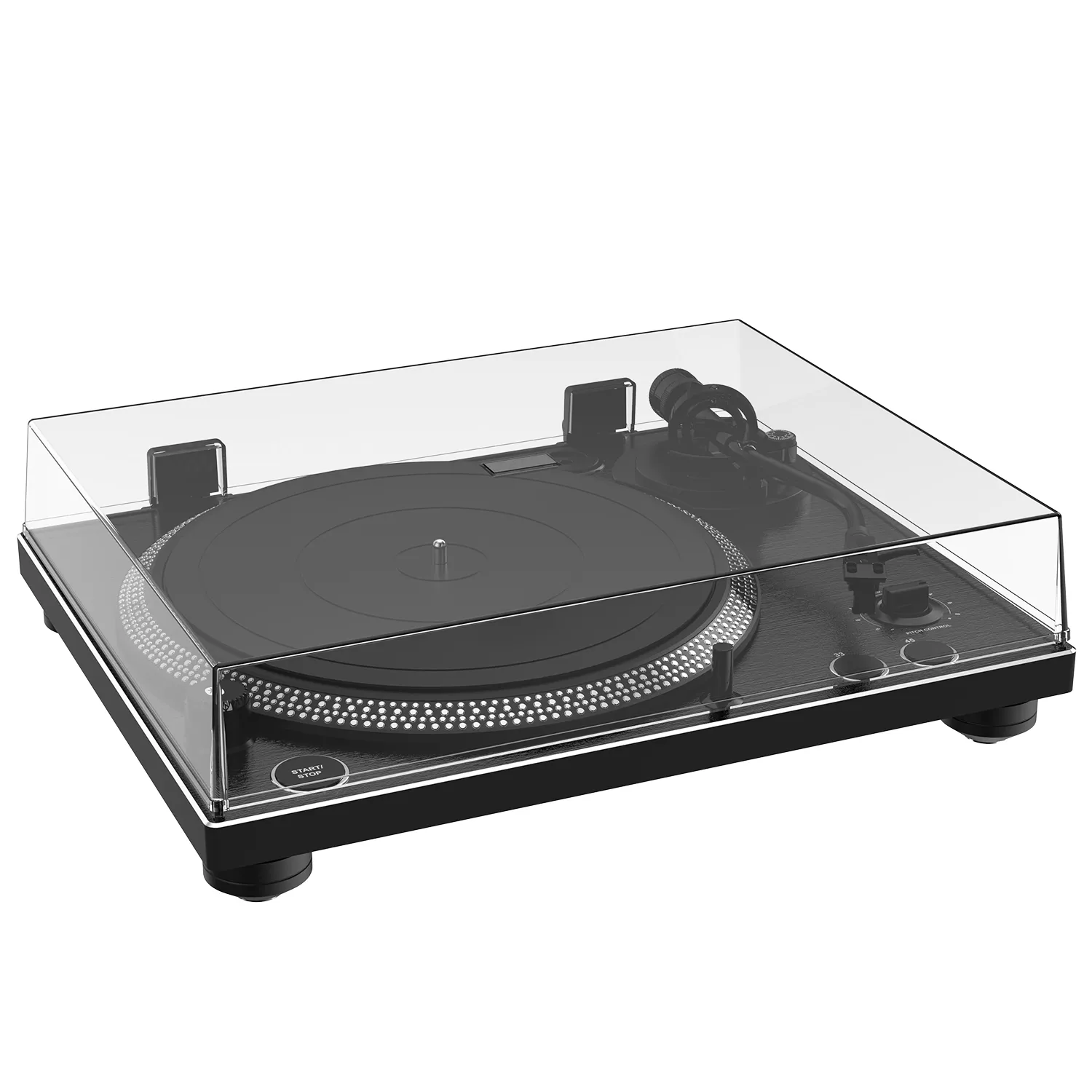 Professional Hi-Fi Vinyl Record Player with Bluetooth Transmitter – Audio-Technica Stylus - Black Brushed Aluminium Finish - Image 5