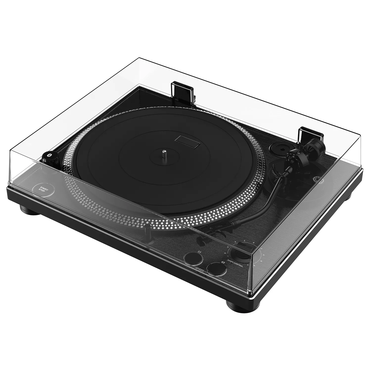 Professional Hi-Fi Vinyl Record Player with Bluetooth Transmitter – Audio-Technica Stylus - Black Brushed Aluminium Finish - Image 6