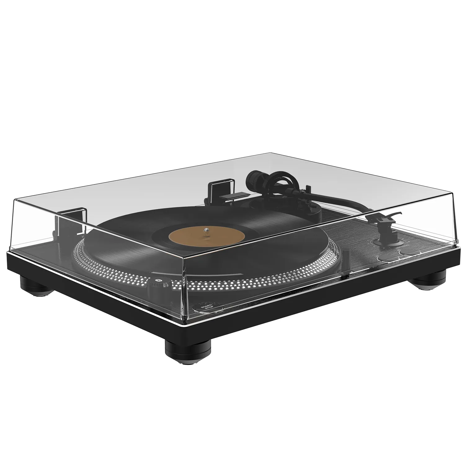 Professional Hi-Fi Vinyl Record Player with Bluetooth Transmitter – Audio-Technica Stylus - Black Brushed Aluminium Finish - Image 7