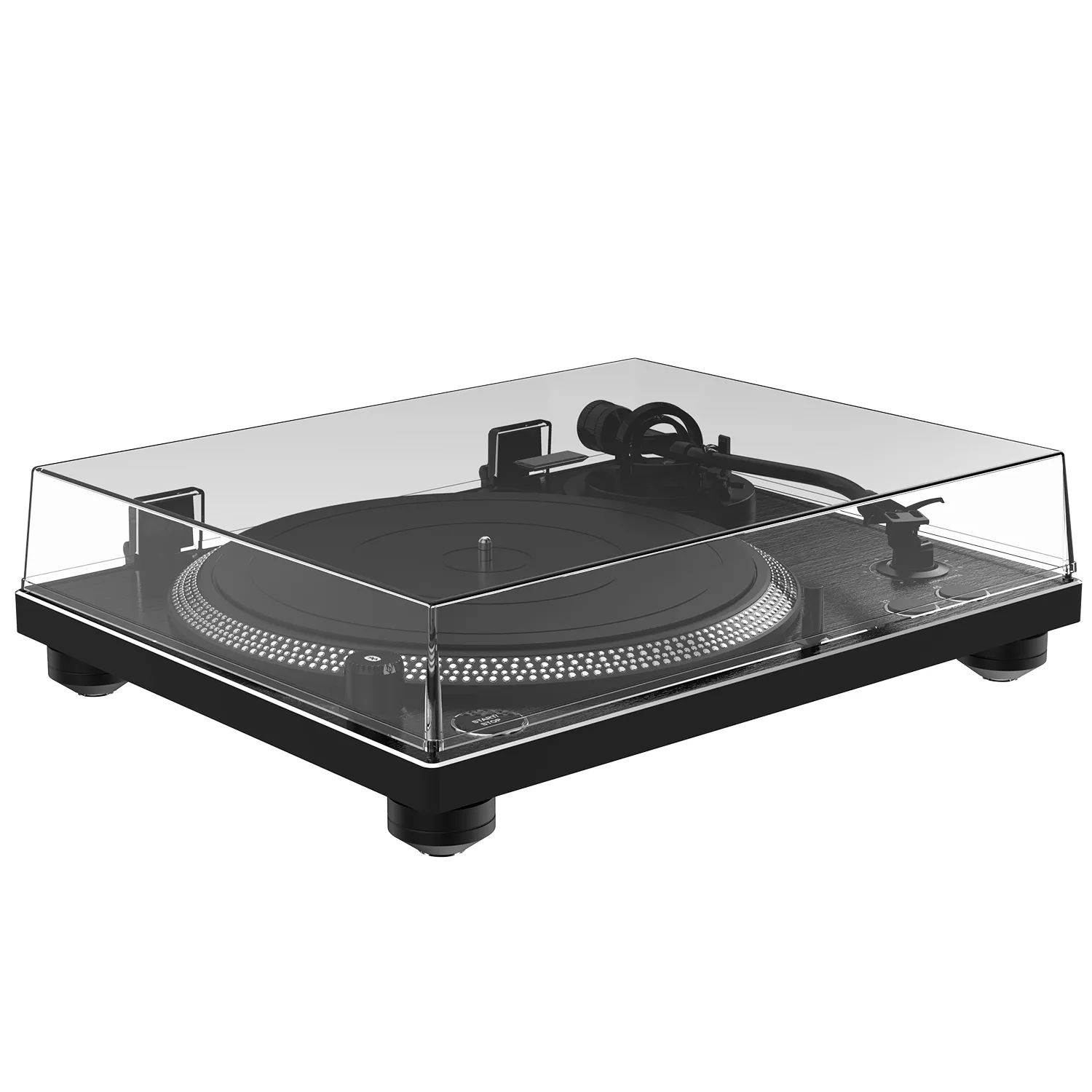 Professional Hi-Fi Vinyl Record Player with Bluetooth Transmitter – Audio-Technica Stylus - Black Brushed Aluminium Finish - Image 8