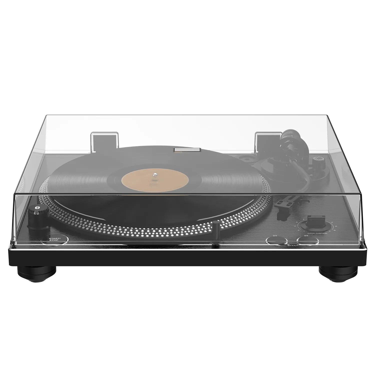 Professional Hi-Fi Vinyl Record Player with Bluetooth Transmitter – Audio-Technica Stylus - Black Brushed Aluminium Finish - Image 9