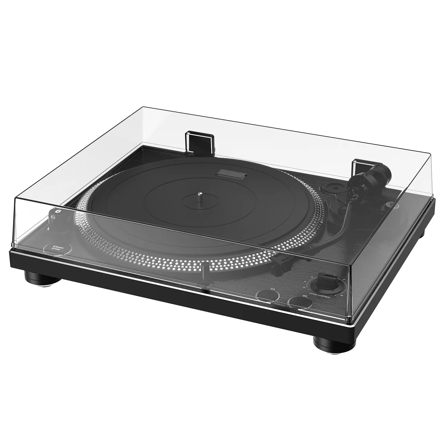Professional Hi-Fi Vinyl Record Player with Bluetooth Transmitter – Audio-Technica Stylus - Black Brushed Aluminium Finish - Image 10