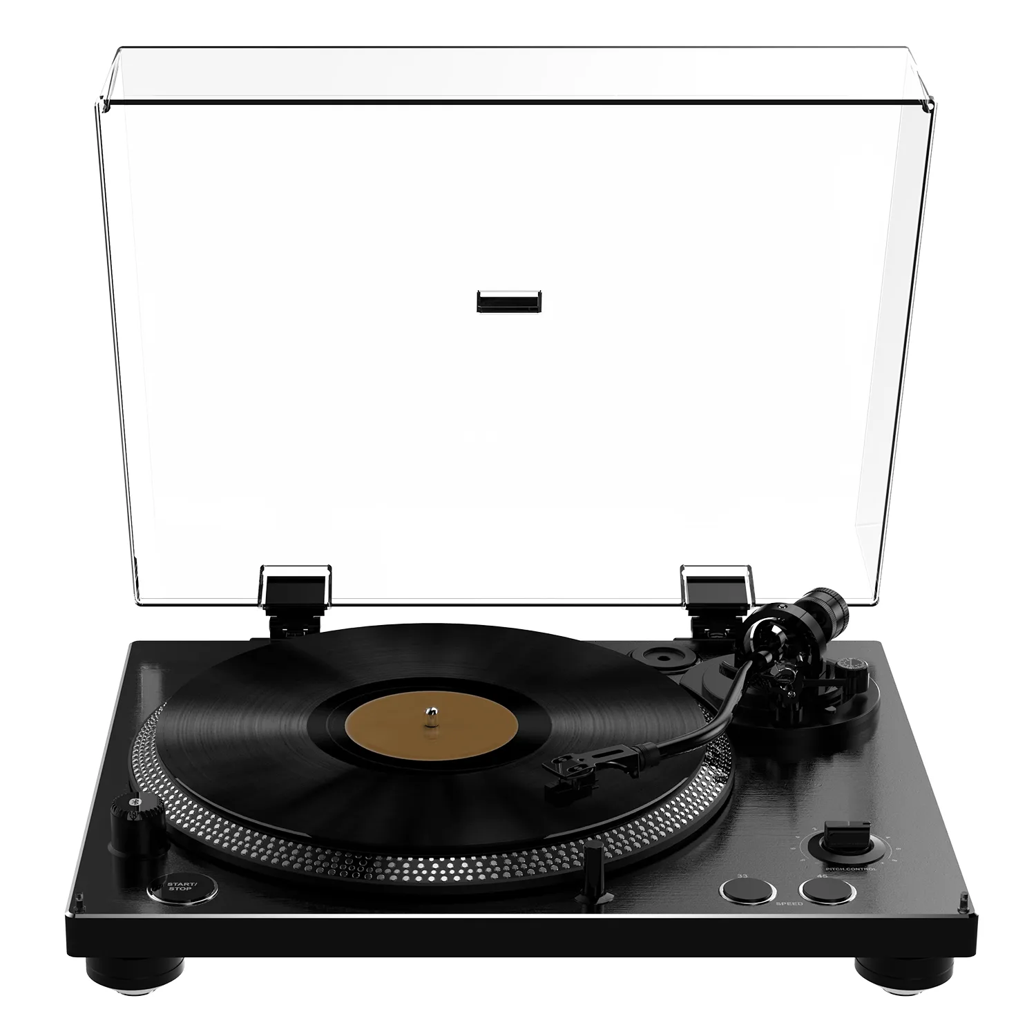 Professional Hi-Fi Vinyl Record Player with Bluetooth Transmitter – Audio-Technica Stylus - Black Brushed Aluminium Finish - Image 11