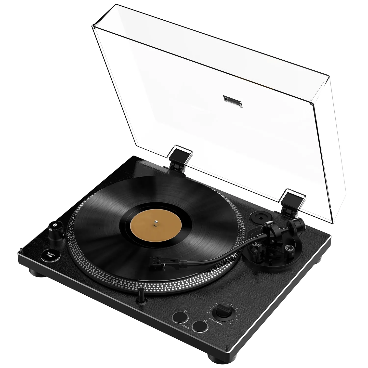 Professional Hi-Fi Vinyl Record Player with Bluetooth Transmitter – Audio-Technica Stylus - Black Brushed Aluminium Finish - Image 12