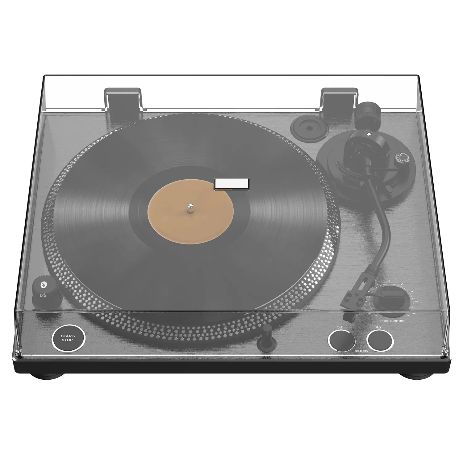 Professional Hi-Fi Vinyl Record Player with Bluetooth Transmitter – Audio-Technica Stylus - Black Brushed Aluminium Finish - Image 13