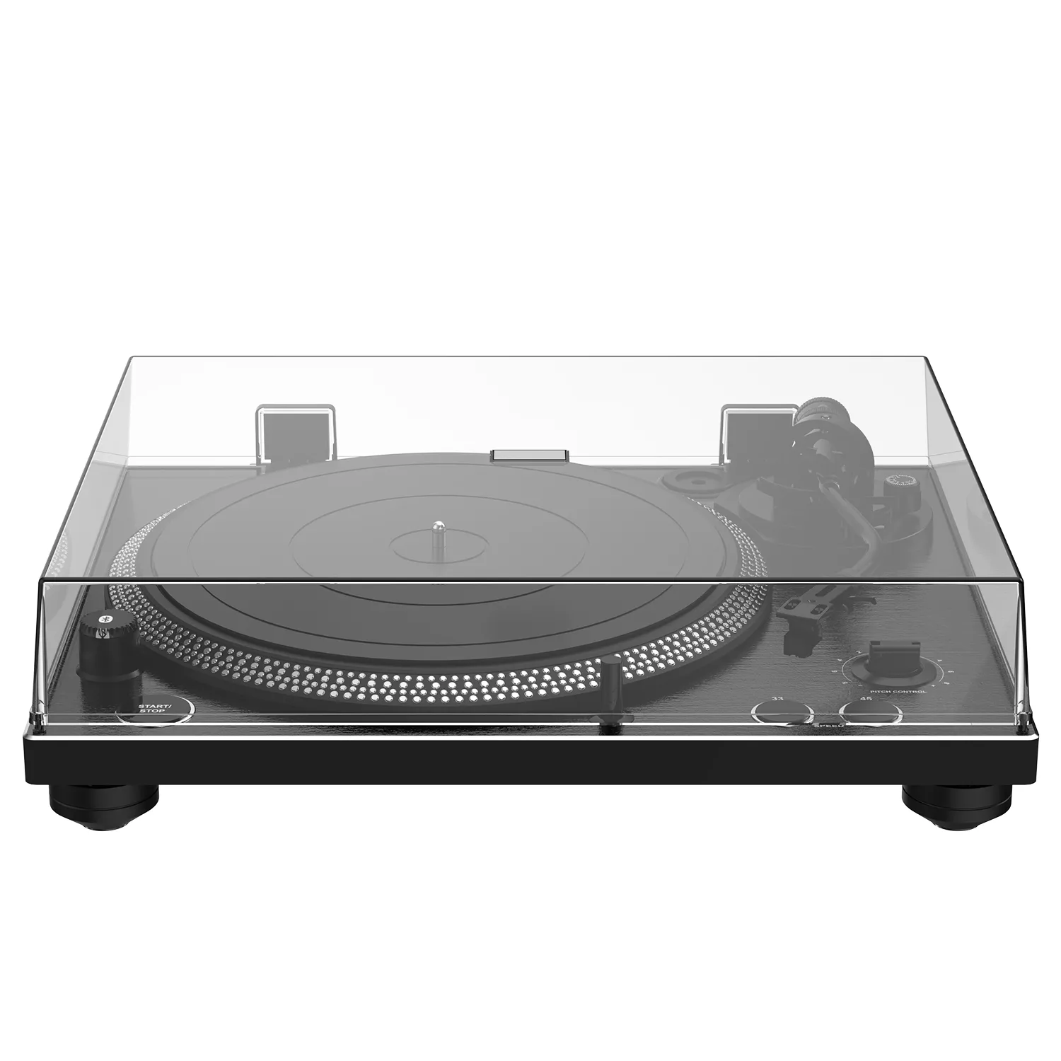 Professional Hi-Fi Vinyl Record Player with Bluetooth Transmitter – Audio-Technica Stylus - Black Brushed Aluminium Finish - Image 15