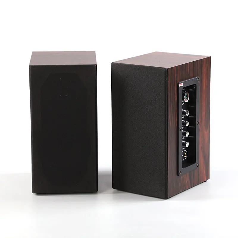 50W Active Bookshelf Speakers - Powered Studio Monitors with 4.5" Full Frequency Drivers, 30mm Silk Dome Tweeters & Dual Microphone Inputs - Wood Grain Finish, 2 x 25W RMS - Image 4