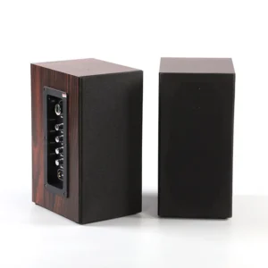 50W Active Bookshelf Speakers - Powered Studio Monitors with 4.5" Full Frequency Drivers, 30mm Silk Dome Tweeters & Dual Microphone Inputs - Wood Grain Finish, 2 x 25W RMS