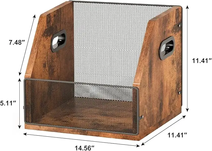 Vinyl Record Crate in Metal and Wood suits 80+ Vinyl LP Record Albums Storage Display Case and Record Holder - Image 4