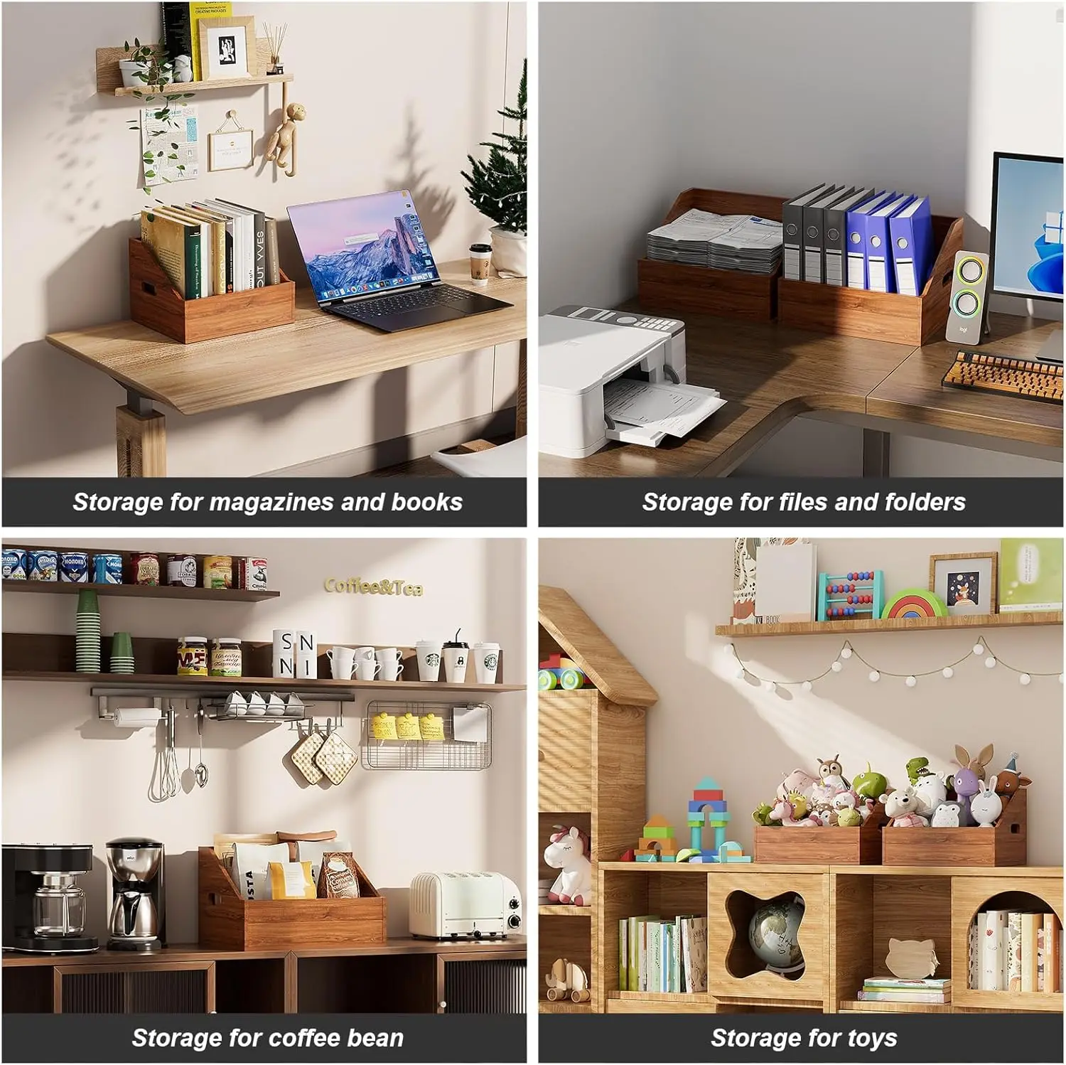 Retro Wood Vinyl Record Storage Crate Album Case Box for 80+ Record Collection Display Case - Image 6