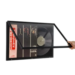 Wall Mounted Black Magnetic 12 inch Double Groove Record Album Frame